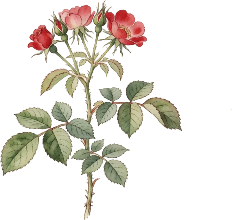 Botanical illustration of Rose
