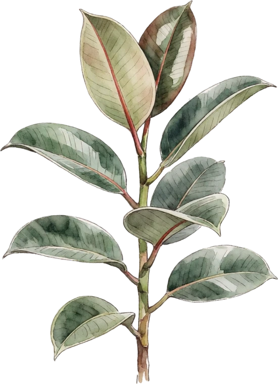 Botanical illustration of Rubber Plant