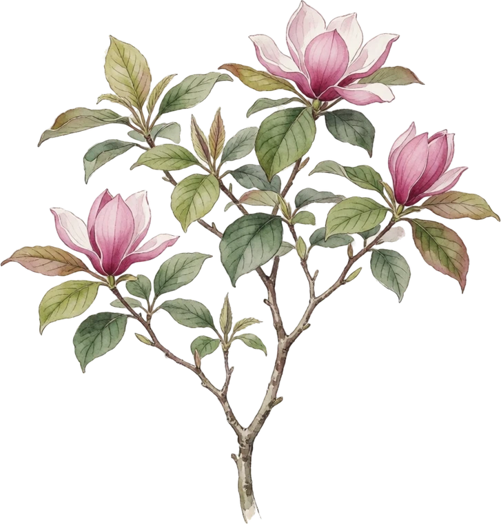 Botanical illustration of Saucer Magnolia