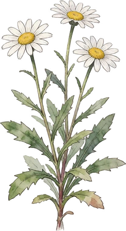 Botanical illustration of Shasta Daisy