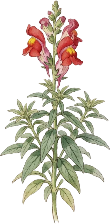 Botanical illustration of Snapdragon