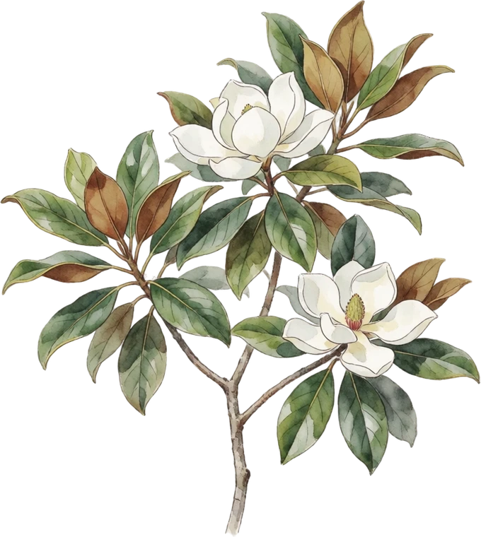 Botanical illustration of Southern Magnolia