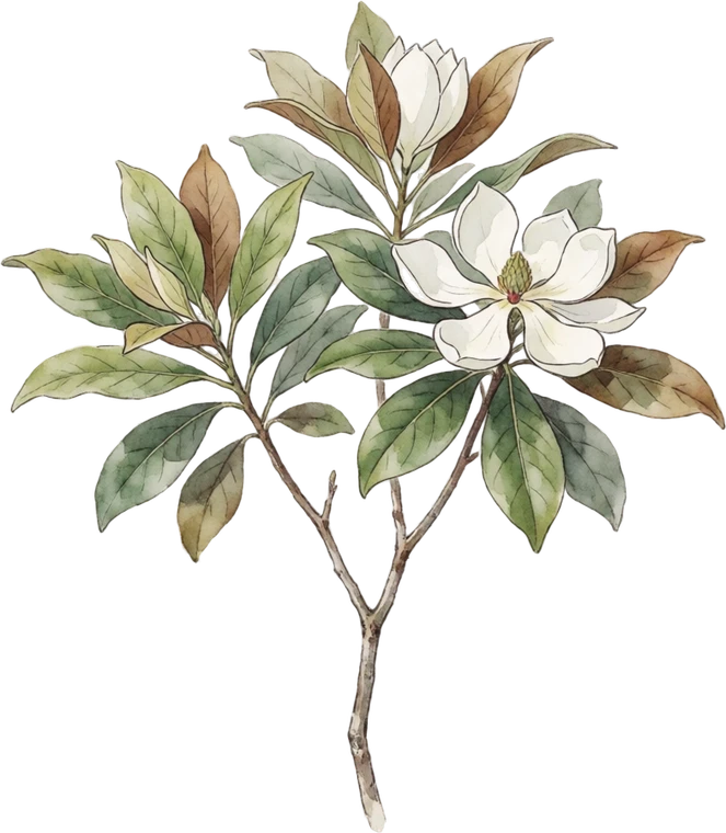 Botanical illustration of Sweetbay Magnolia