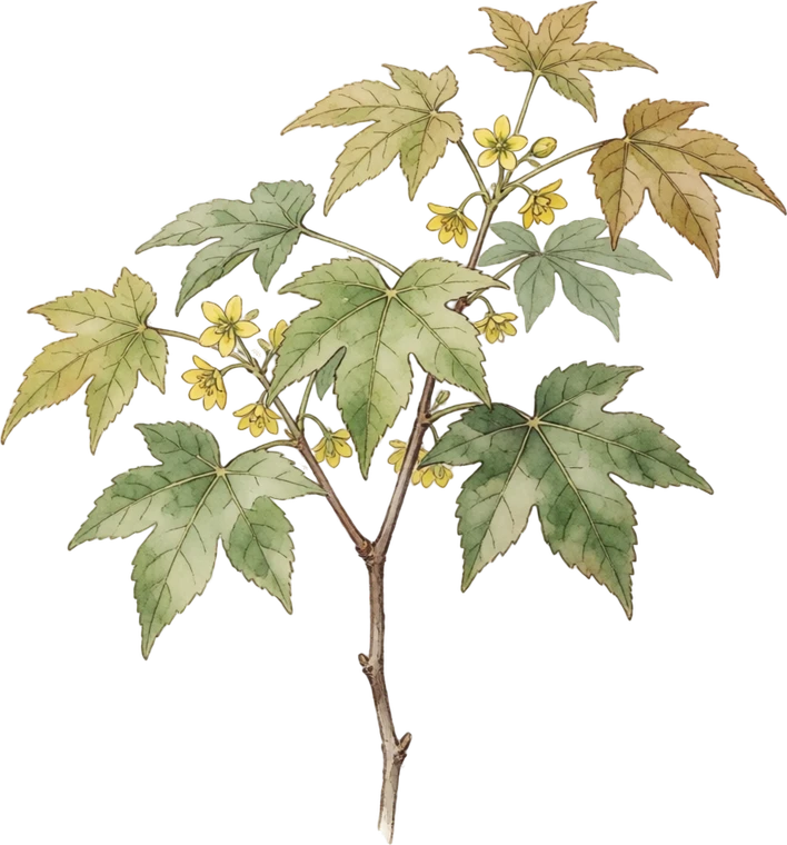 Botanical illustration of Sweetgum