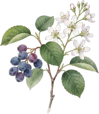 Botanical illustration of Serviceberry / Juneberry
