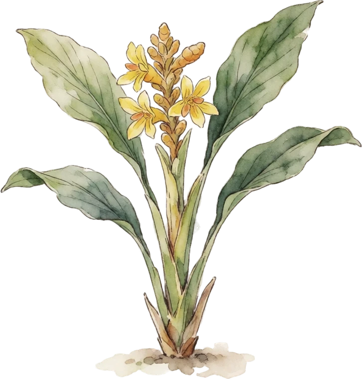 Botanical illustration of Turmeric