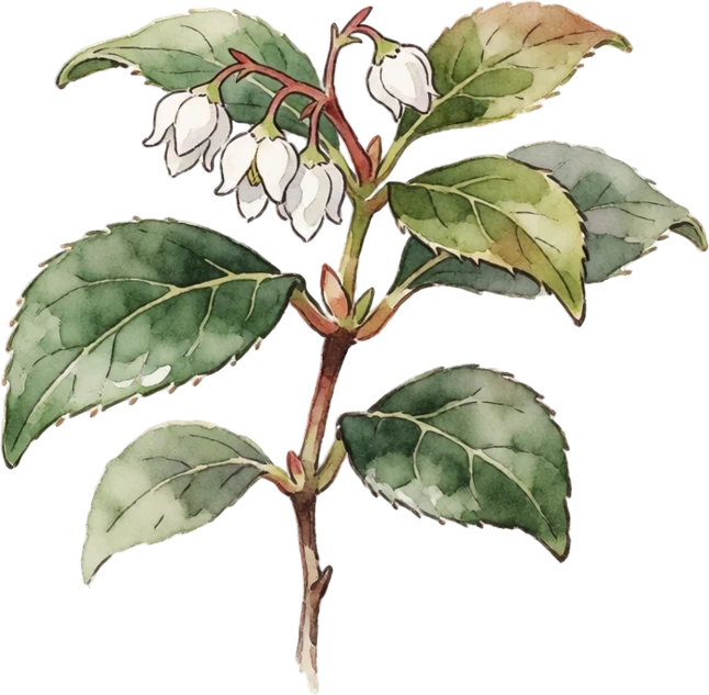 Botanical illustration of Wintergreen (Teaberry)