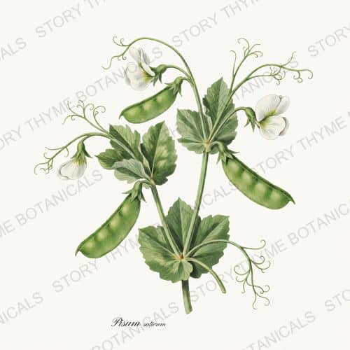 Snow Pea — a print on a white ground, from the Beans & Legumes collection
