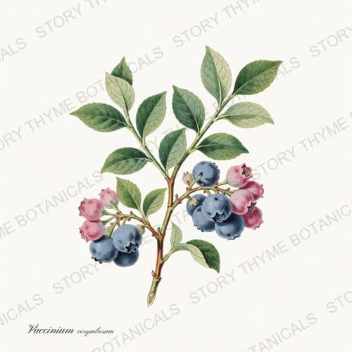 Blueberry — a print on a white ground, from the Berry Plants collection