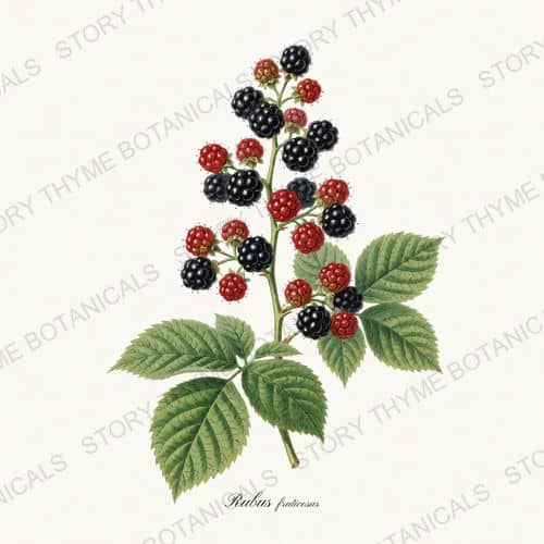 Blackberry — a print on a white ground, from the Berry Plants collection