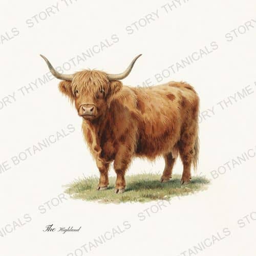 Highland — The Pasture print on a white ground