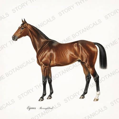 Thoroughbred — The Stable print on a white ground