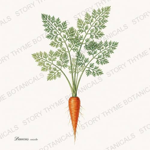 Carrot Plant — Vegetables Vol. 2 - In the Garden print on a white ground
